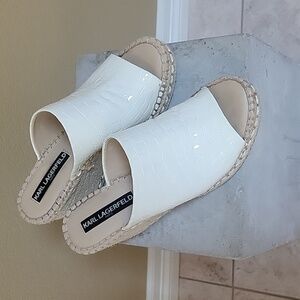 Karl Lagerfeld shoes Paris leather espadrille  pink / silver accent Sz 7.5, 38B